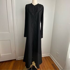 Vintage Handmade Black Maxi Dress Sz L Beaded Witchy Fantasy Goth Cosplay Grunge